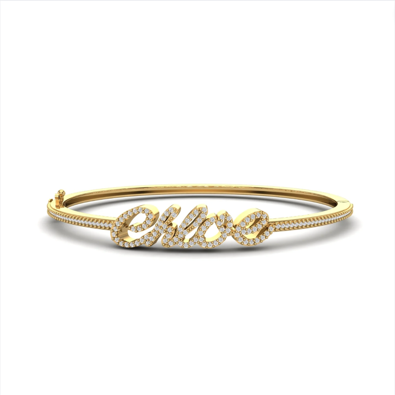 Custom Diamond Nameplate Bracelet Bracelet Script
