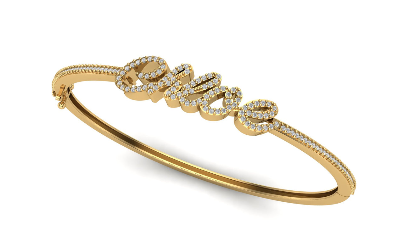 Custom Diamond Nameplate Bracelet Bracelet Script