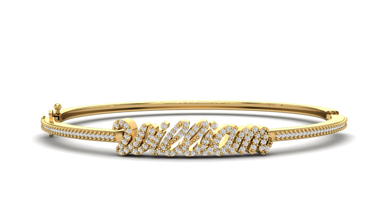 Custom Diamond Nameplate Bracelet Bracelet Script