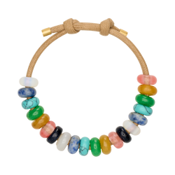 tan string bracelet with stone beads