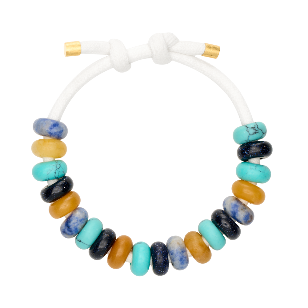 white string bracelet with assorted beads