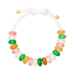 white string bracelet with assorted stone beads