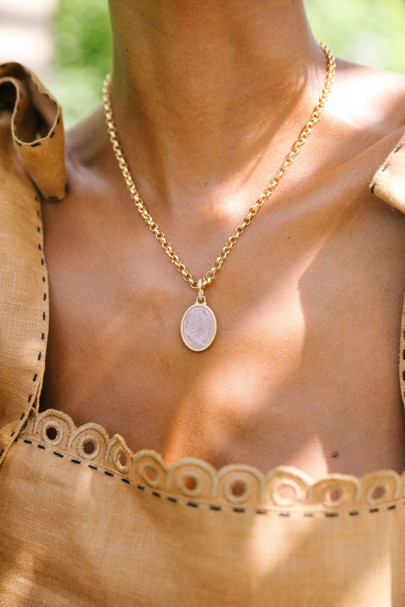 Pink Quartz Cameo Charm