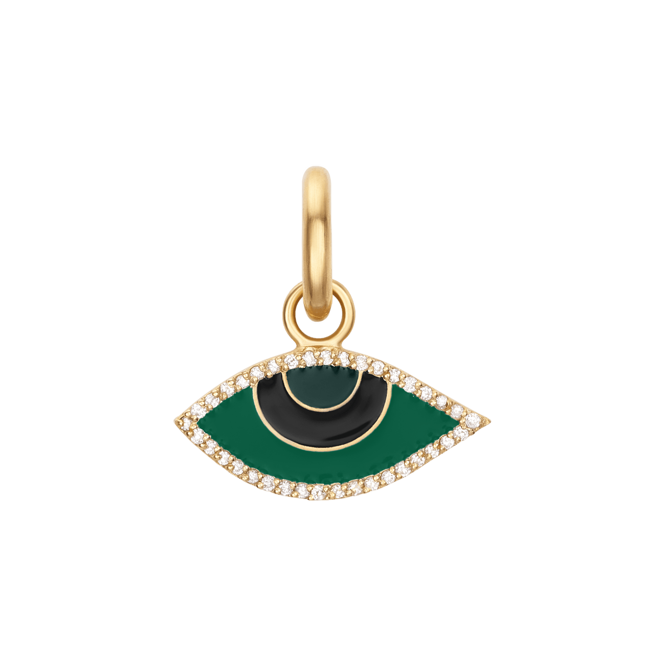 Green Enamel & Diamond Evil Eye Charm